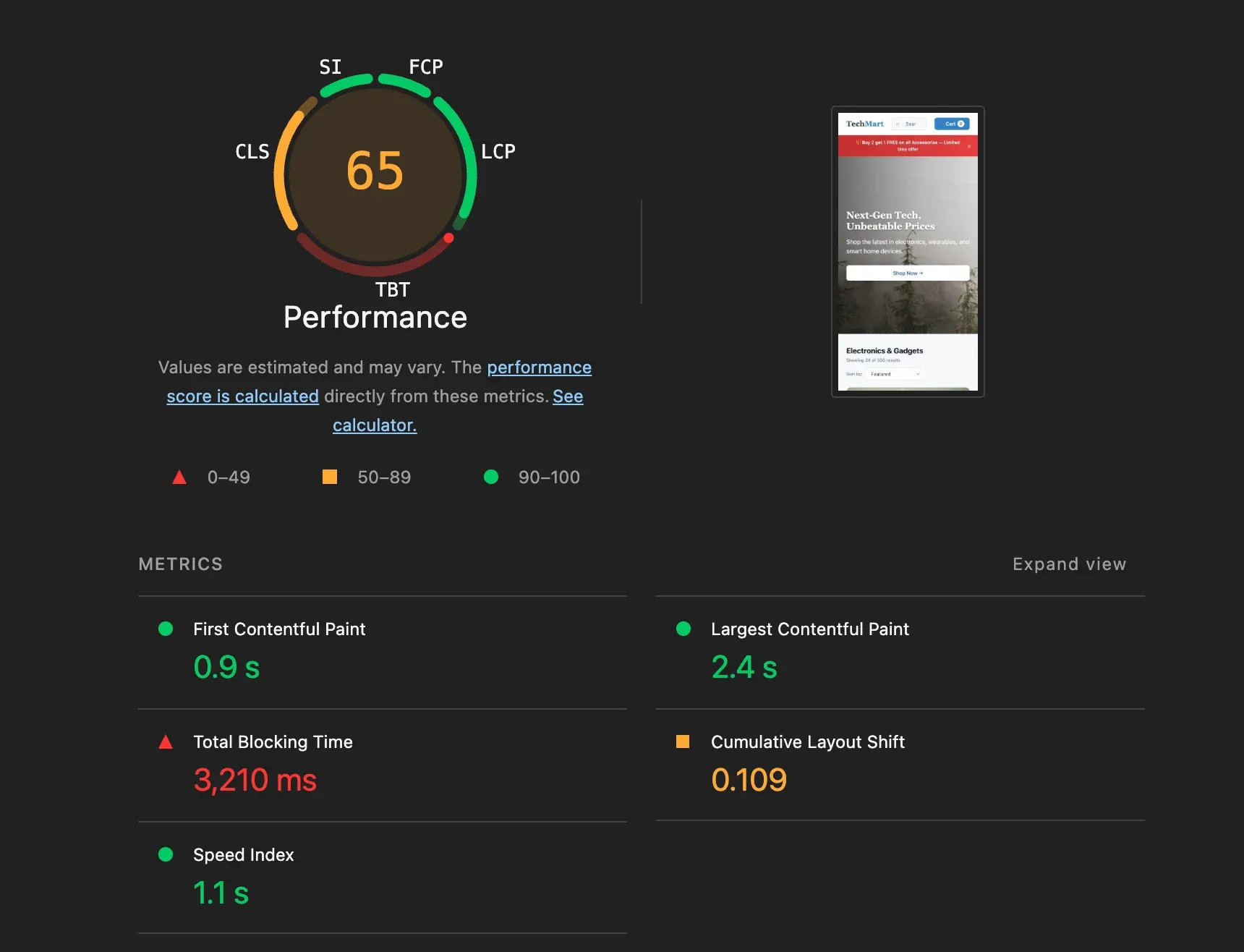 Final Lighthouse score after all optimizations — green LCP